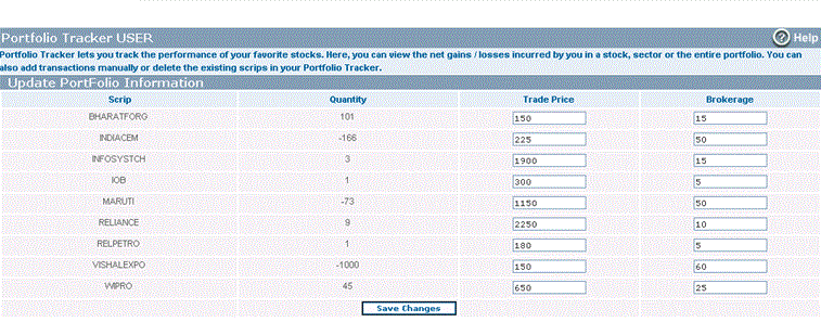 Enter trade price of your holdings