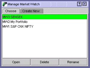Open existing Market Watch