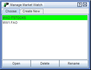 Create new Market Watch
