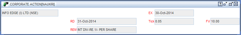 View Last Corporate Action for the given scrip.