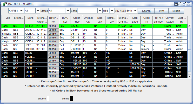 search your pending orders