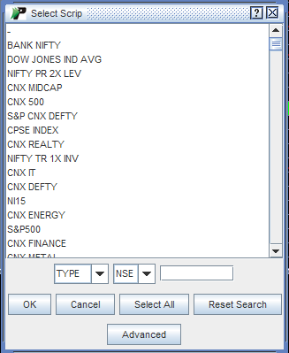 Insert scrips / indices in your Market Watch