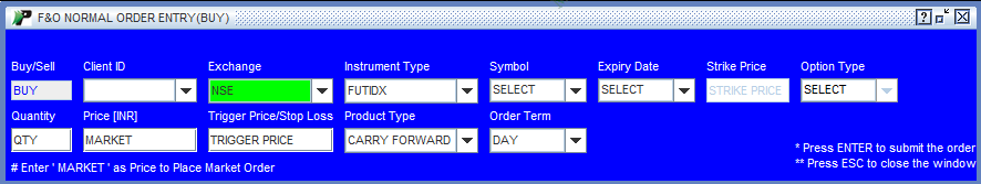 place orders inn Future and Options segments