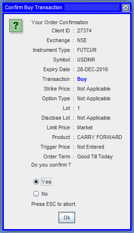 Confirm Buy Order screen