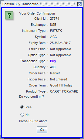 Confirm Buy Order screen