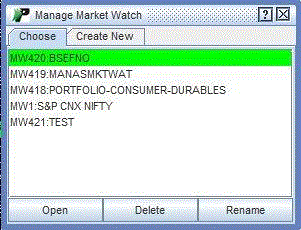Open existing Market Watch
