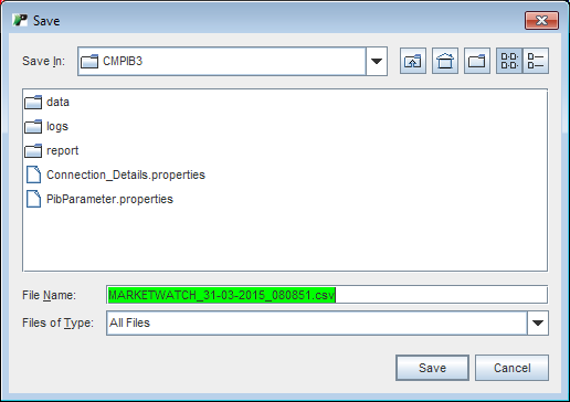Save current market watch in your PC