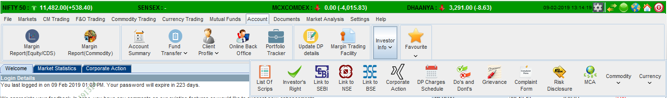 New Investor Info Menu