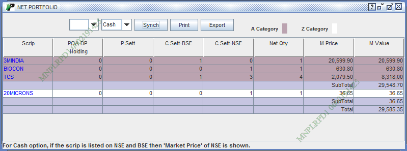 View stocks available in your Portfolio.