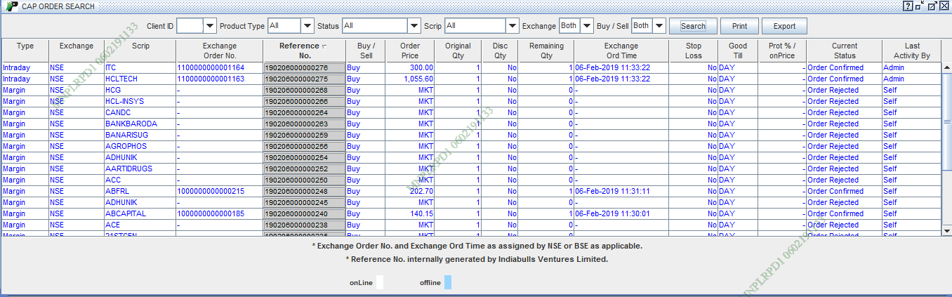 search your pending orders