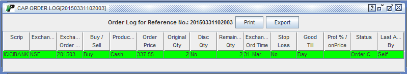 View Order Log by clicking Ref No