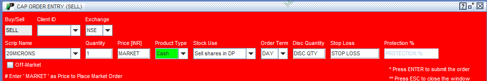 Sell scrips /indices